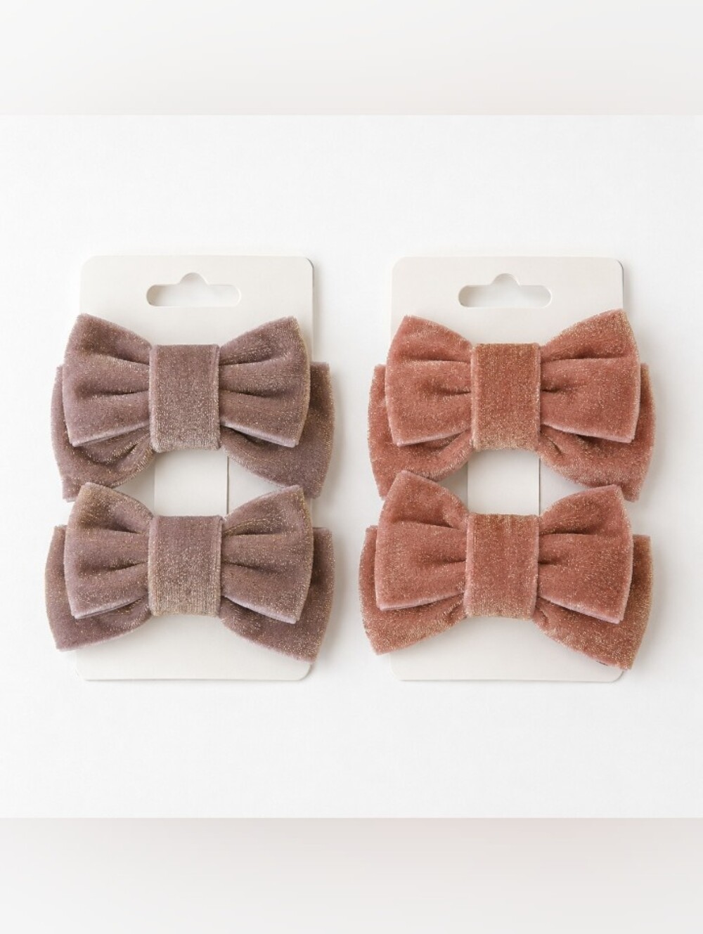 Handmade Sparkling Velvet Hair Bow Set For Girls (Set Of 4 Bows)🎀✨